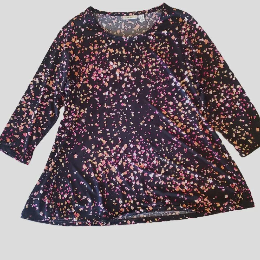 Susan Graver Multi-Color Liquid Knit Top, Size Large - Picture 2 of 8